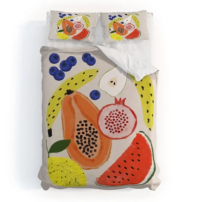 Deny Designs Full/Queen El Buen Limon Acrylic Fruits Duvet and Sham Set