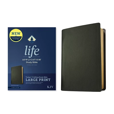 KJV Life Application Study Bible, Third Edition, Large Print (Genuine Leather, Black, Red Letter) - (Leather Bound)