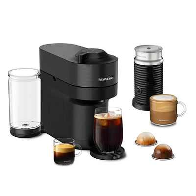 Nespresso Vertuo Pop+ Coffee Machine with Aeroccino Frother by DeLonghi Liquorice Black