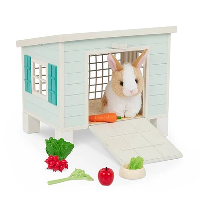 Our Generation Bunny Hutch House & Pet Rabbit Plush Accessory Set for 18 Dolls