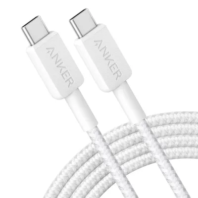 Anker 6 60W Braided USB-C to USB-C Max Fast Charging Cable - White