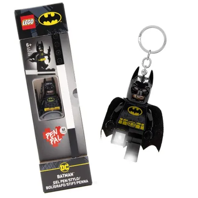 LEGO Super Heroes Batman Gel Pen Black Ink with Keychain Light: Gel Pen & Keychain Holder, 0.07mm Point, Penlight