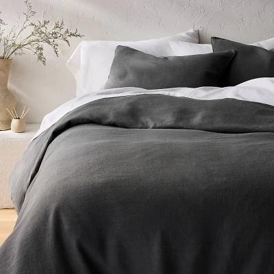 King Linen Duvet Set Dark Gray - Casaluna