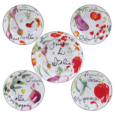 Certified International Melanzana 5pc Bowl Set: Ceramic Dinnerware, Off-White, Dishwasher-Safe, Serving & Salad Bowls for 4