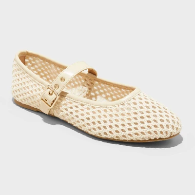 Womens Sylvia Woven Mary Jane Ballet Flats with Memory Foam Insole