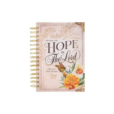 Christian Art Gifts Journal W/Scripture for Women Hope in the Lord Isaiah 40:31 Butterfly Deep Ocean Blue 192 Ruled Pages, Large Hardcover Notebook,