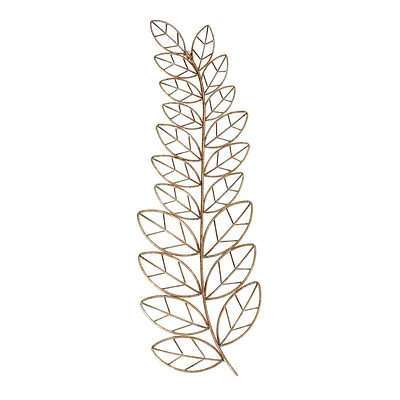 Brewster Eber Leaves Metal Wall Art: Iron Fern Sculpture, Copper Patina Finish, 33 Wide