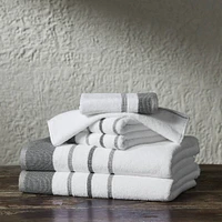 6pc Striped Towel Set Dark Gray/Light Gray - Isla Jade