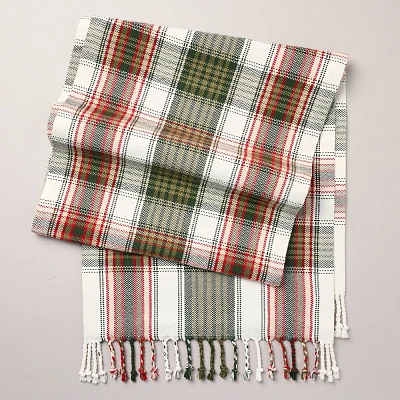 20x90 Tartan Christmas Plaid Cotton Table Runner Green/Red/White - Hearth & Hand with Magnolia