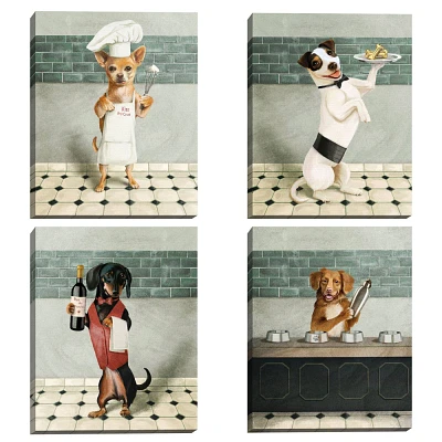 Masterpiece Art Gallery 11x14 Fine Dining Doggies I, II ,III and IV Wall Art