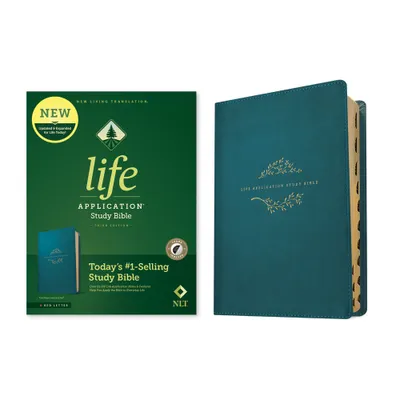 NLT Life Application Study Bible, Third Edition (Leatherlike, Teal Blue, Indexed, Red Letter) - (Leather Bound)