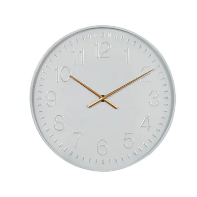 24x24 Metal Round Wall Clock White - Olivia & May: Contemporary Indoor Decorative Analog Display