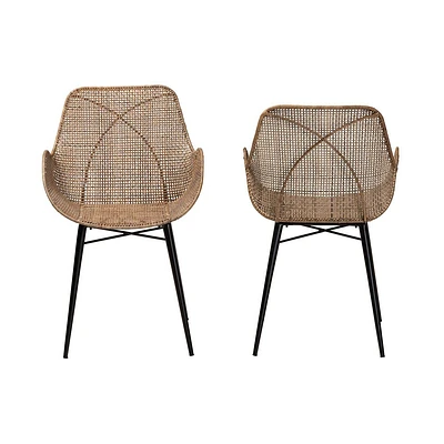 bali & pari Ballerina Rattan and Metal Dining Chair: Handcrafted, Bohemian Design