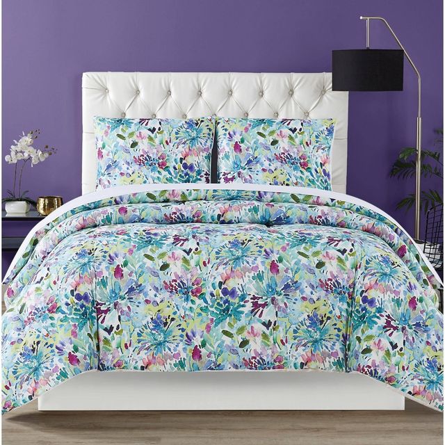 2pc Twin XL Dahlia Comforter Set Blue/Green/Purple - Christian Siriano