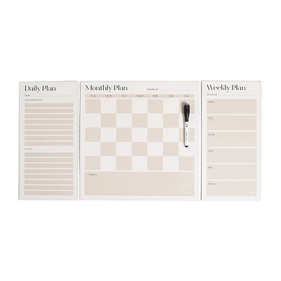 U Brands Vinyl Magnetic Calendar Planner Value Pack for Fridge Checkerboard