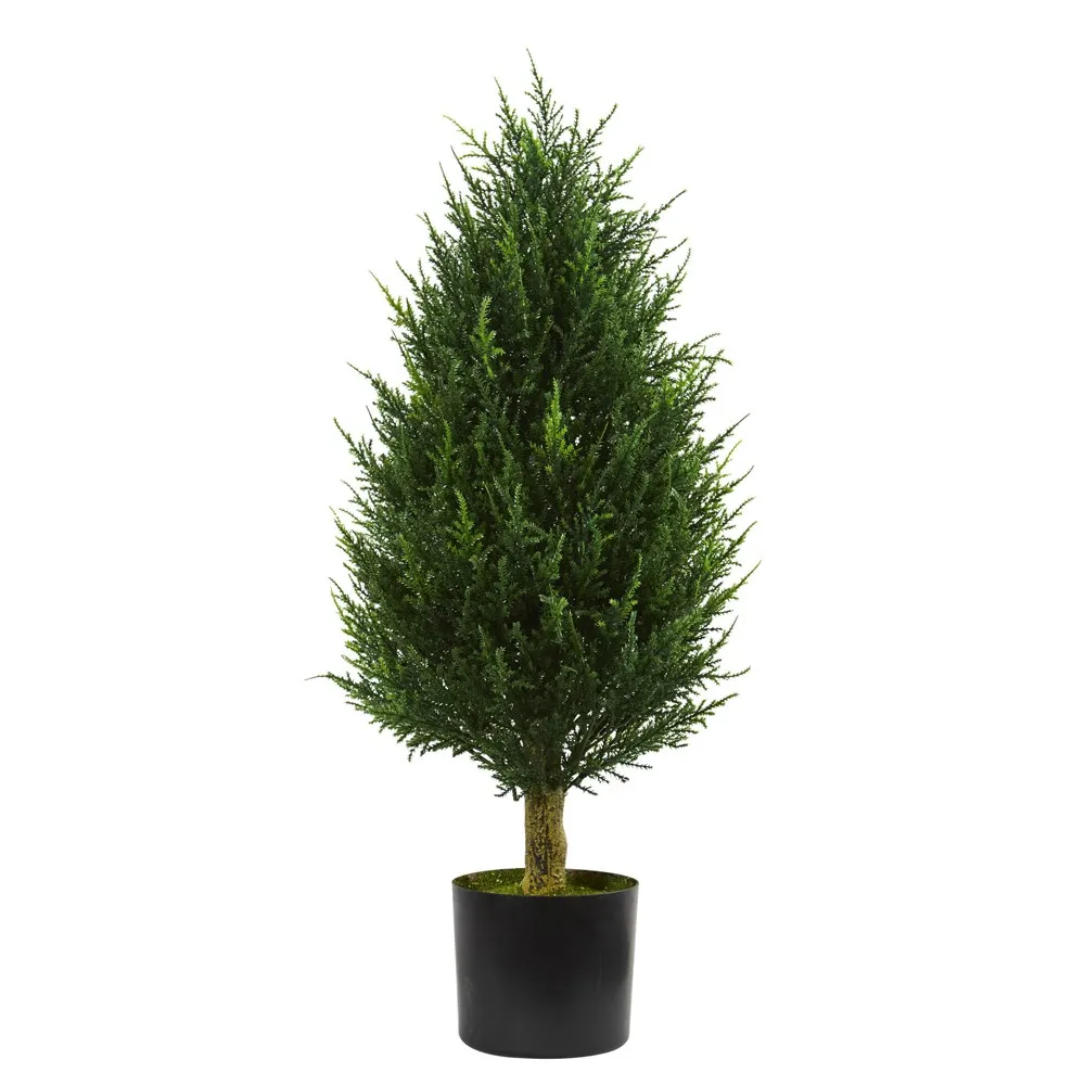 3ft Cypress Tower Artificial Tree - Nearly Natural: UV & Weather-Resistant Faux Cedar, Indoor/Outdoor Decor