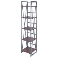 61.42 Isa 5 Tier Shelf Graphite/Walnut - Winsome: Metal Frame, Open Display, Engineered Wood