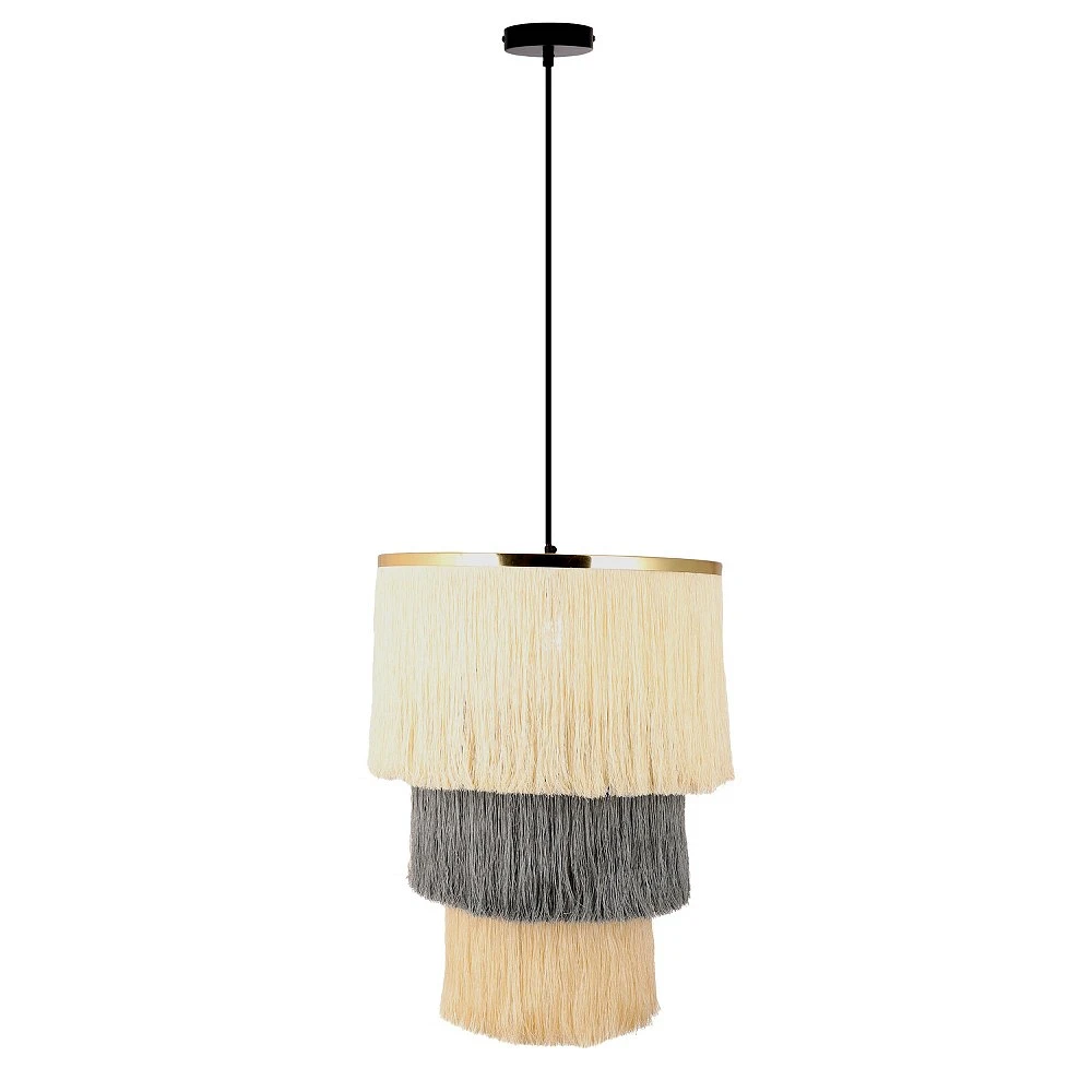 River of Goods Mylo 18 Cream and Gray Fringe Pendant Light