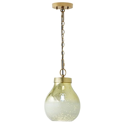 River of Goods 9 Nada Glam Gold and Cream Bell Shade Pendant Light: Mercury Glass, Adjustable Height