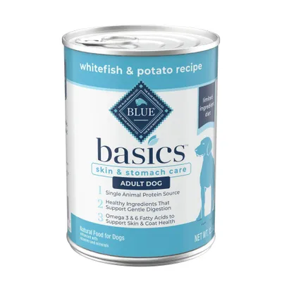 Blue Buffalo Basics Skin & Stomach Care Grain Free Natural White Fish & Potato Recipe Adult Wet Dog Food - 12.5oz