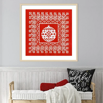 Amanti Art 33x33 Fair Isle Snowflake V by Chariklia Zarris Wood Framed Wall Art Print