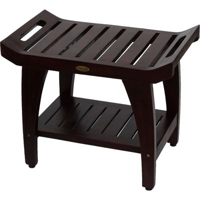 24 Tranquility DT156 Wide Teak Wood Shower Bench with Handles - DecoTeak