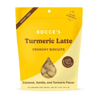 Bocces Bakery Turmeric Latte with Vanilla, Banana and Coconut Flavor Dog Treats - 5oz