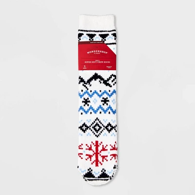 Men Ski Lift Cozy Crew Sock with Gift Card Holder - Wonderhop White 6-12