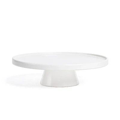 over&back Stoneware Round Cake Stand Semi-Matte : 11 Dessert Serving Stand, Dishwasher-Safe, Dinner Party Decor