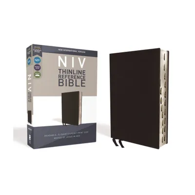 NIV, Thinline Reference Bible, Bonded Leather, Black, Red Letter Edition, Indexed, Comfort Print - by Zondervan (Leather Bound)