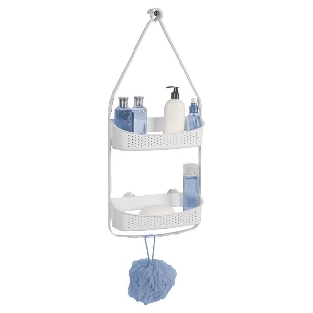 Convertible/Flexible Shower Caddy White - Bath Bliss: Polypropylene & TPR Material, Organizer Shelf Rack