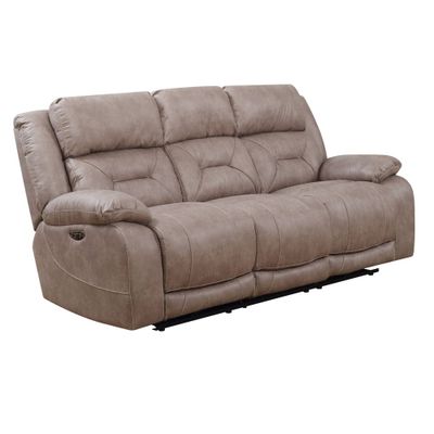 Steve Silver Co. Aria Power Recliner Sofa with Power Head Rest Desert  : Faux Leather, USB Port, 3-Seater Couch