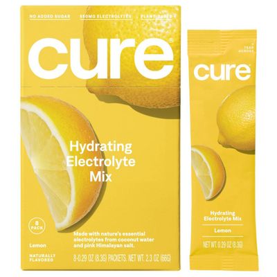 Cure Hydration Electrolyte Vegan Drink Mix Powder - Lemon - 2.3oz/8pk