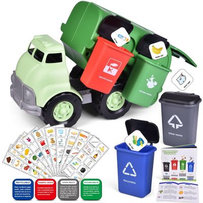 Fun Little Toys Green Toy Sorting Garbage Recycling Truck