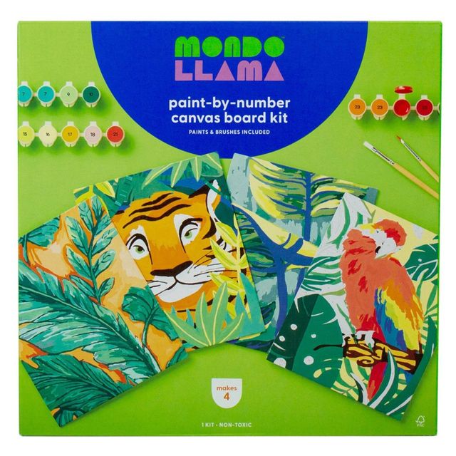 Mondo Llama 4pk Paint-By-Number Canvas Board Kit Jungle - Mondo Llama