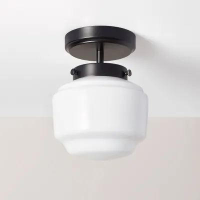 Milk Glass Semi-Flush Mount Ceiling Light - Hearth & Hand with Magnolia: ETL Listed, Iron Body