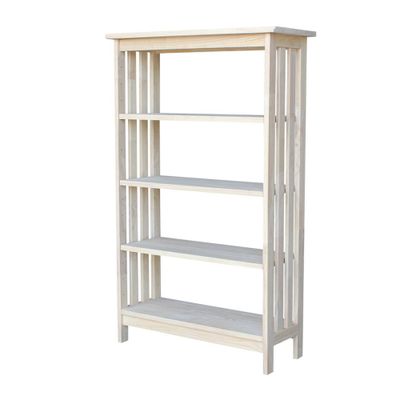 48 Mission 4 Tier Shelf Unit Unfinished - International Concepts: Solid Parawood Storage