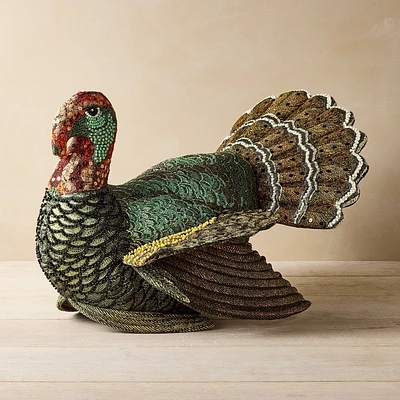 16x15 Beaded Turkey Novelty Plush Pillow - John Derian for Target