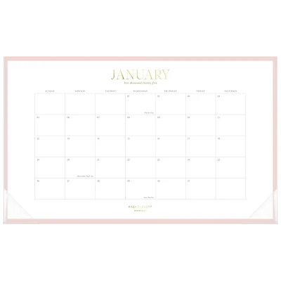 Sugar Paper Essentials 2025 Monthly DeskPad 10.875x17.75 Pink: Desktop Calendar for Adults, January-December