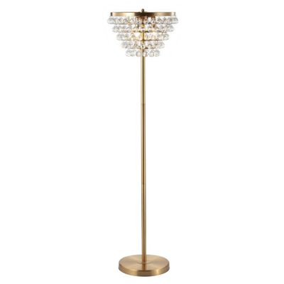 60 Crystal/Metal Jemma Floor Lamp (Includes LED Light Bulb) Gold - JONATHAN Y