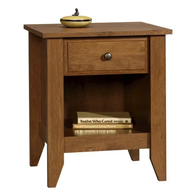 Shoal Creek Nightstand Oiled Oak - Sauder: Bedside Table with Storage Shelf, MDF & Particle Board