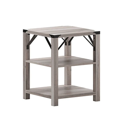 Taylor & Logan Willard Wood 3 Tier Modern Farmhouse End Table Gray: 1 Year Limited Warranty, 22 High, 75 lbs Capacity