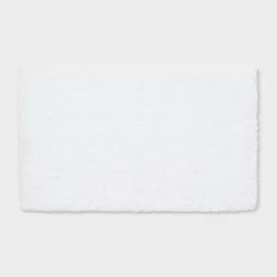 21x34 Spa Plush Bath Rug White - Threshold: Machine Washable, Tufted Polyester, Latex Backing