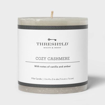 Pillar Cozy Cashmere Candle Gray - Threshold: Scented