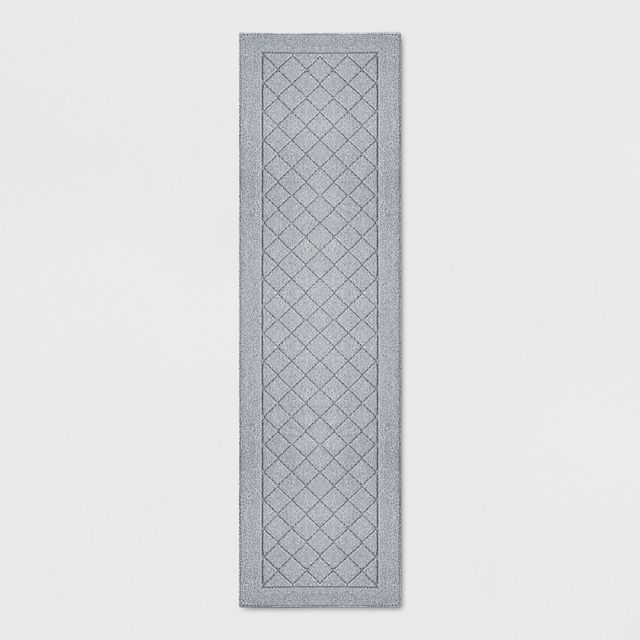 2X7 Washable Runner Diamond Clarkson Tufted & Hooked Rug Gray - Threshold: Entryway Indoor Carpet, Skid-Resistant