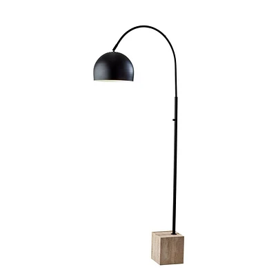 Adesso Wilder Arc Lamp Black: Modern Metal Dome Shade, ETL Listed, 77 Height, No Bulbs Included