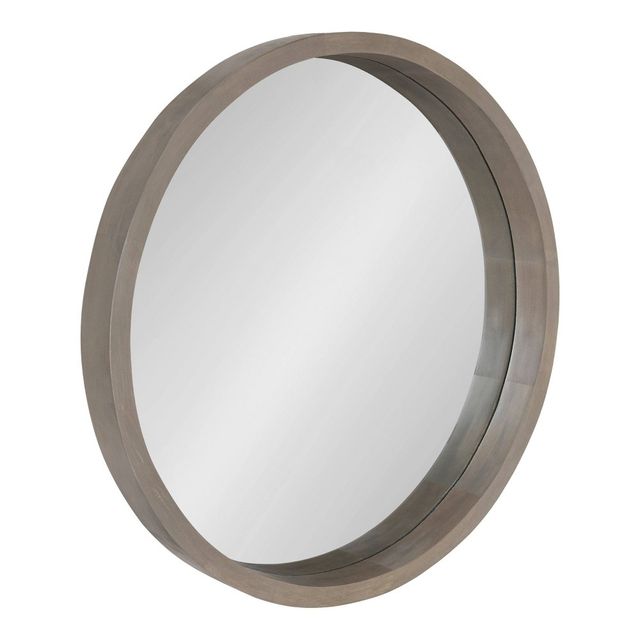 22 Hutton Round Wall Mirror Gray - Kate & Laurel All Things Decor: Wood Frame, Wall Mount, Modern Decor