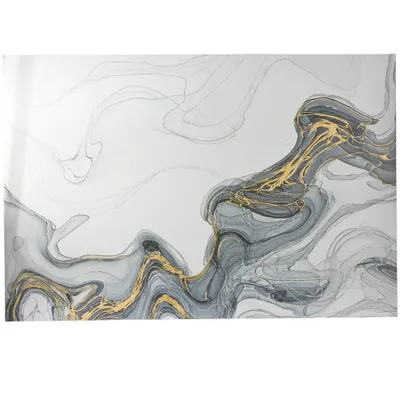 Canvas Geode Waves Wall Art Gray - Olivia & May: Contemporary Style, Framed Nature Painting, Vertical Orientation