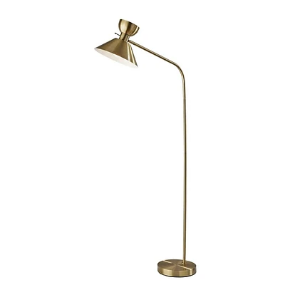 Adesso Duke Floor Lamp Antique Brass: ETL Listed, Metal Shade, 1-Light, 67.5 Tall, Modern Decor