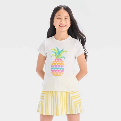 Girl Short Sleeve Pineapple Graphic T-Shirt - & XS